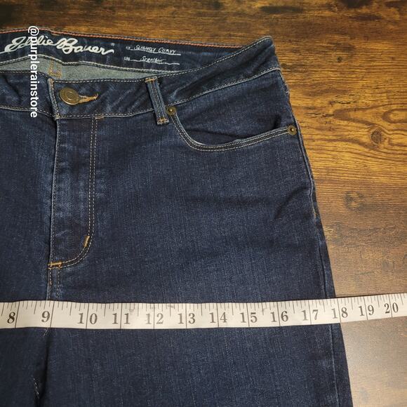 Eddie Bauer Jeans 12 Slightly Curvy Straight Mid Rise Dark Wash Stretch Denim - Picture 7 of 12